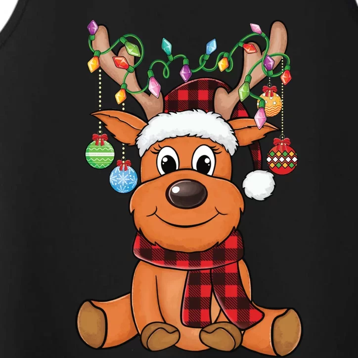 Merry Christmas Cute Reindeer Xmas Family Matching Performance Tank