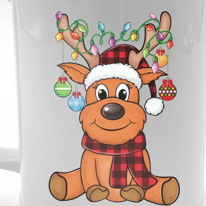 Merry Christmas Cute Reindeer Xmas Family Matching Front & Back Beer Stein