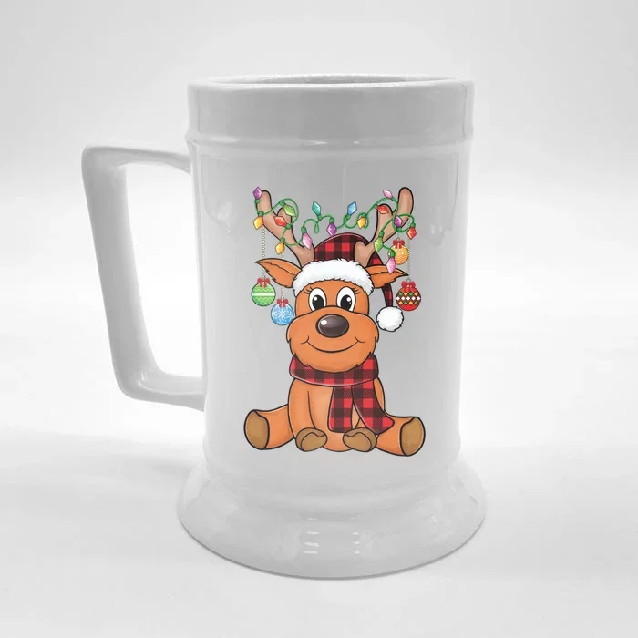 Merry Christmas Cute Reindeer Xmas Family Matching Front & Back Beer Stein