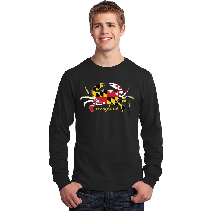 Maryland Crab Cute State Pride Flag Long Sleeve Shirt