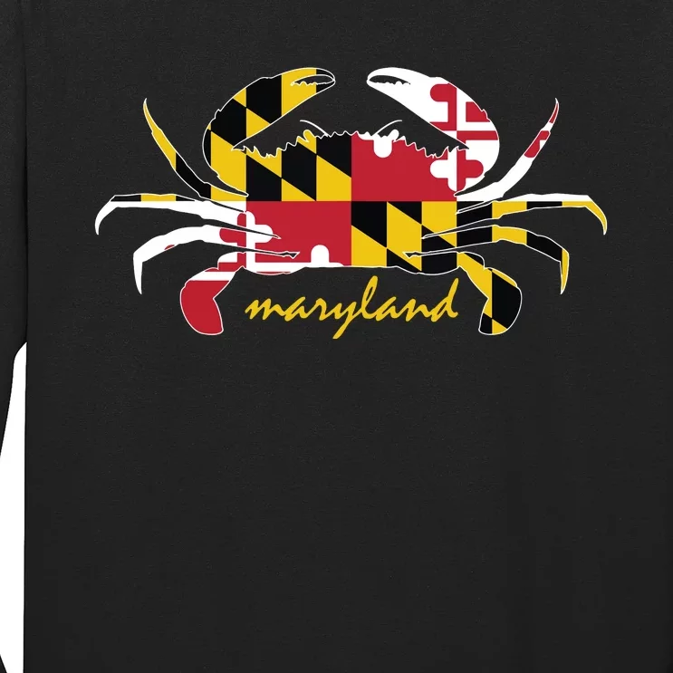 Maryland Crab Cute State Pride Flag Long Sleeve Shirt