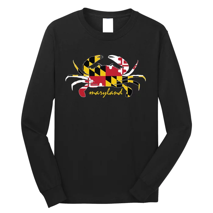 Maryland Crab Cute State Pride Flag Long Sleeve Shirt