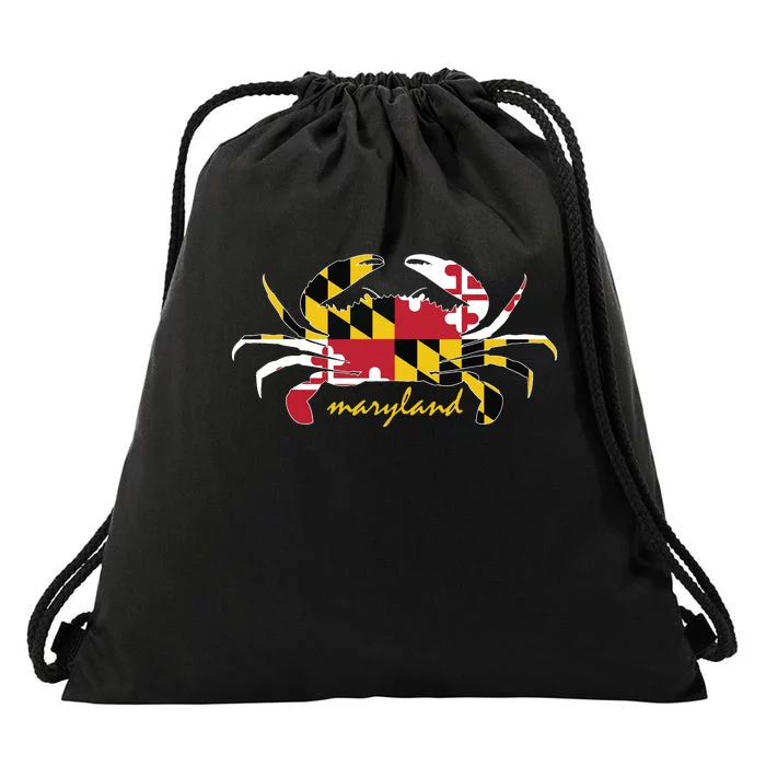 Maryland Crab Cute State Pride Flag Drawstring Bag