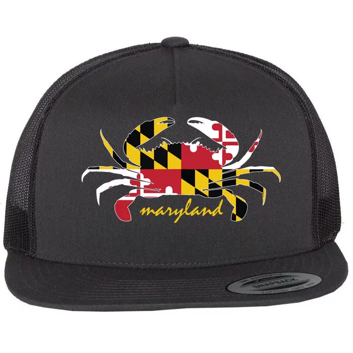 Maryland Crab Cute State Pride Flag Flat Bill Trucker Hat