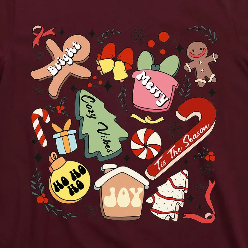 Merry Christmas Candy Cakes Gingerbread Cozy Vibes T-Shirt