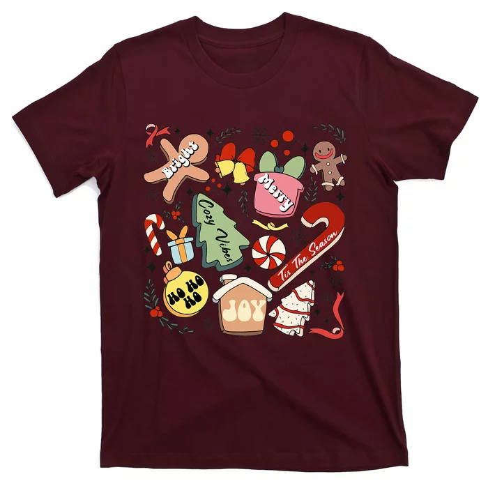 Merry Christmas Candy Cakes Gingerbread Cozy Vibes T-Shirt