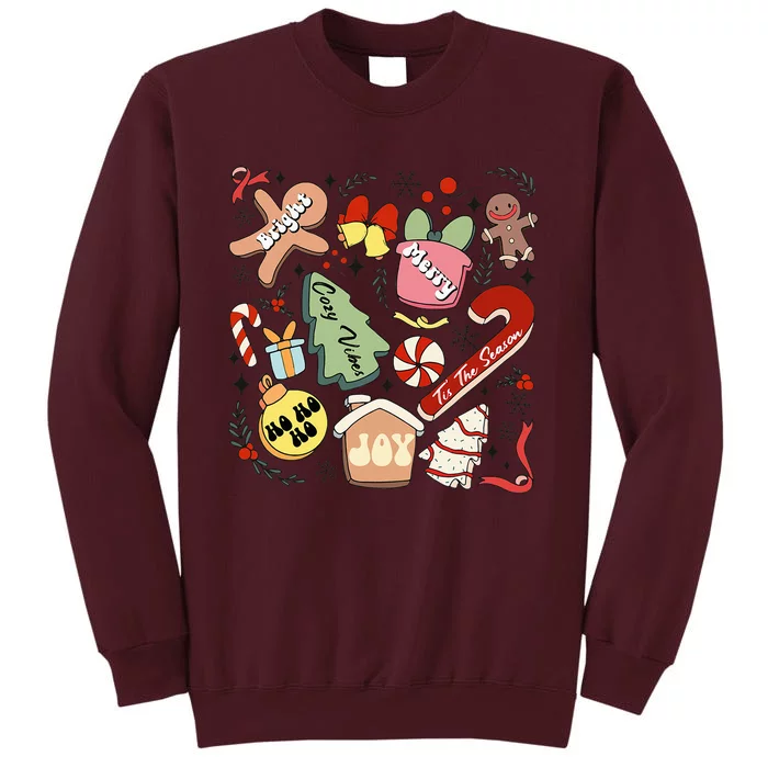 Merry Christmas Candy Cakes Gingerbread Cozy Vibes Tall Sweatshirt