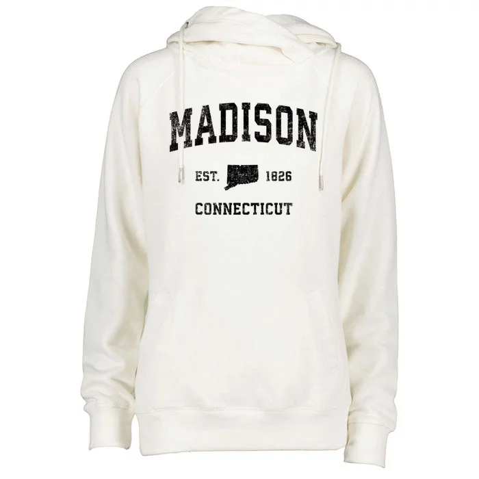 Madison Connecticut Ct Vintage Athletic Sports Womens Funnel Neck Pullover Hood