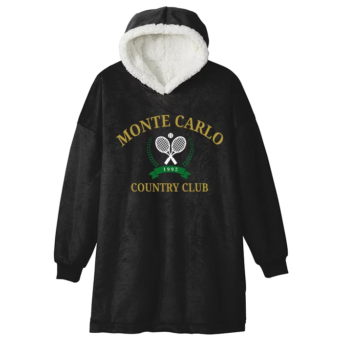 Monte Carlo Country Club Vintage Tennis Aesthetic Hooded Wearable Blanket