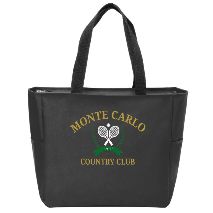 Monte Carlo Country Club Vintage Tennis Aesthetic Zip Tote Bag