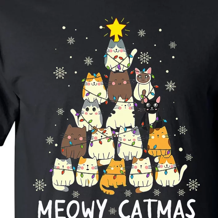 Meowy Catmas Cat Christmas Tree Xmas Funny Santa Tall T-Shirt