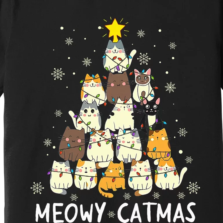 Meowy Catmas Cat Christmas Tree Xmas Funny Santa Premium T-Shirt