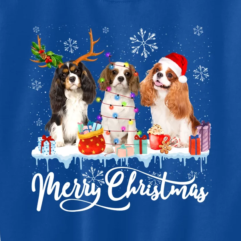 Merry Christmas Cavalier King Charles Spaniel Santa Light Gift Kids Sweatshirt