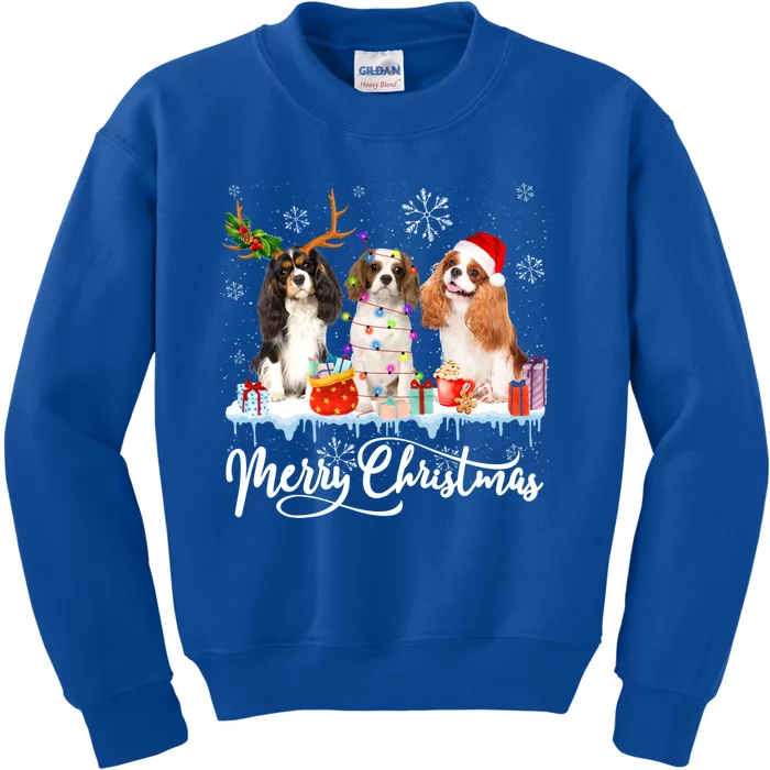 Merry Christmas Cavalier King Charles Spaniel Santa Light Gift Kids Sweatshirt