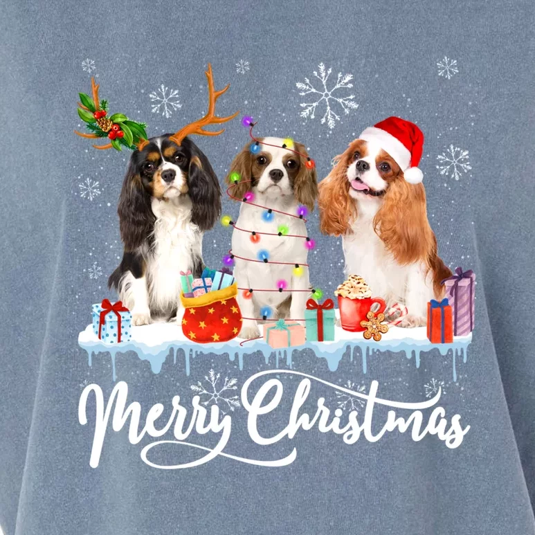 Merry Christmas Cavalier King Charles Spaniel Santa Light Gift Garment-Dyed Women's Muscle Tee