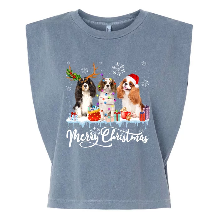 Merry Christmas Cavalier King Charles Spaniel Santa Light Gift Garment-Dyed Women's Muscle Tee