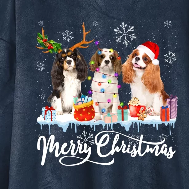 Merry Christmas Cavalier King Charles Spaniel Santa Light Gift Hooded Wearable Blanket