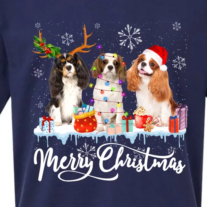 Merry Christmas Cavalier King Charles Spaniel Santa Light Gift Sueded Cloud Jersey T-Shirt