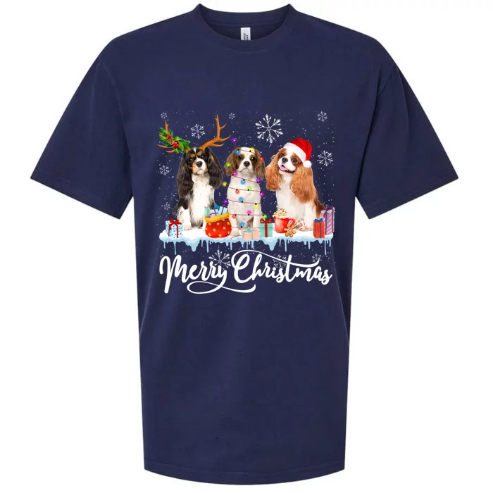 Merry Christmas Cavalier King Charles Spaniel Santa Light Gift Sueded Cloud Jersey T-Shirt