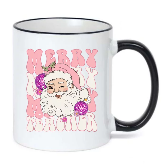 Merry Christmas Cute Teacher Disco Santa Black Color Changing Mug