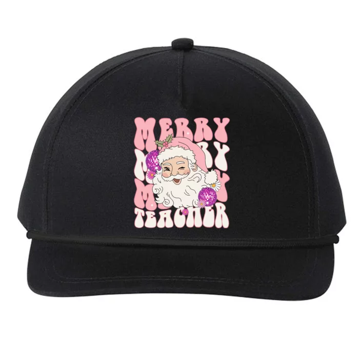 Merry Christmas Cute Teacher Disco Santa Snapback Five-Panel Rope Hat