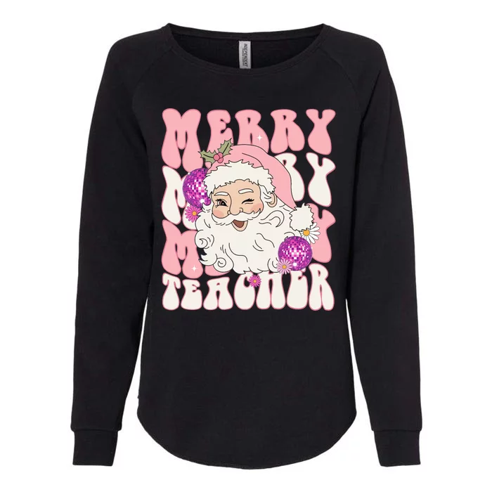 Merry Christmas Cute Teacher Disco Santa Womens California Wash Sweatshirt