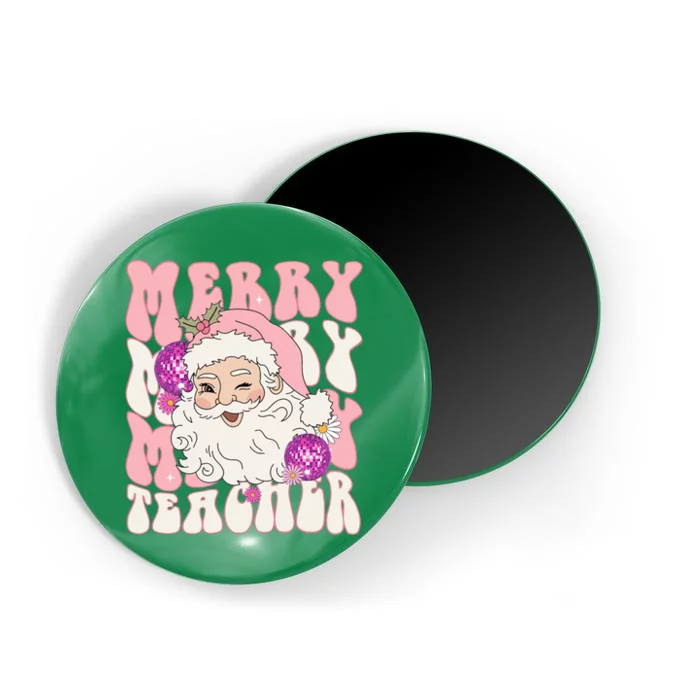 Merry Christmas Cute Teacher Disco Santa Magnet