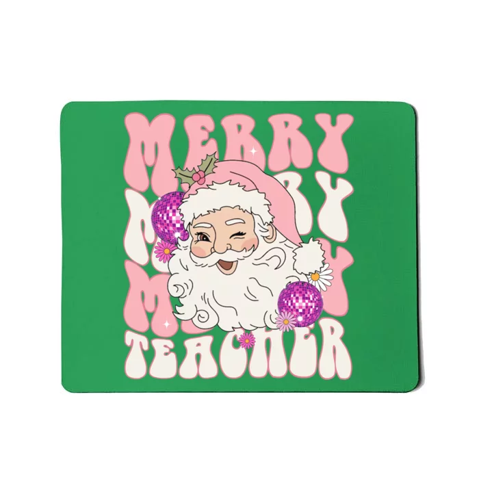 Merry Christmas Cute Teacher Disco Santa Mousepad