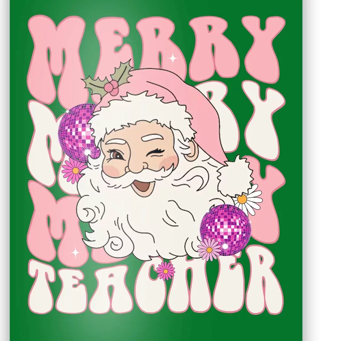 Merry Christmas Cute Teacher Disco Santa Poster