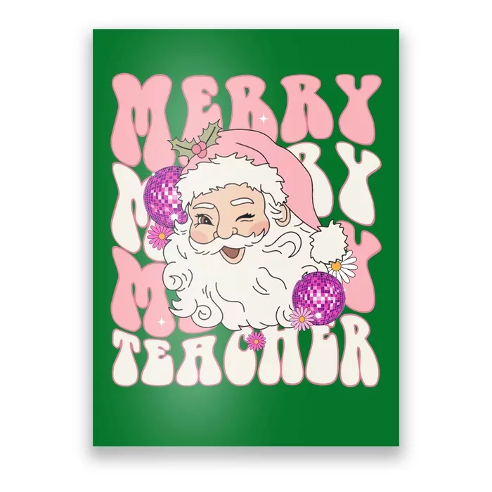 Merry Christmas Cute Teacher Disco Santa Poster