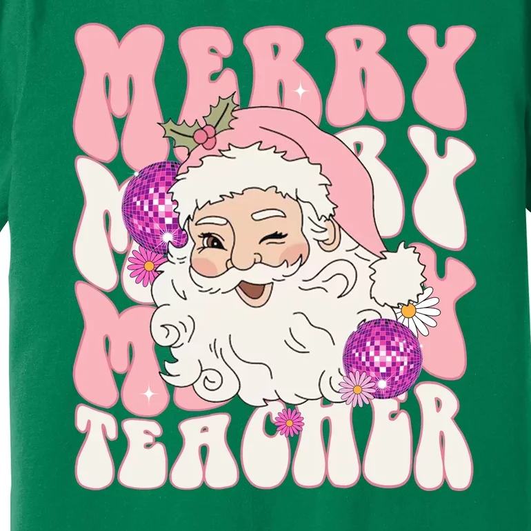 Merry Christmas Cute Teacher Disco Santa Premium T-Shirt