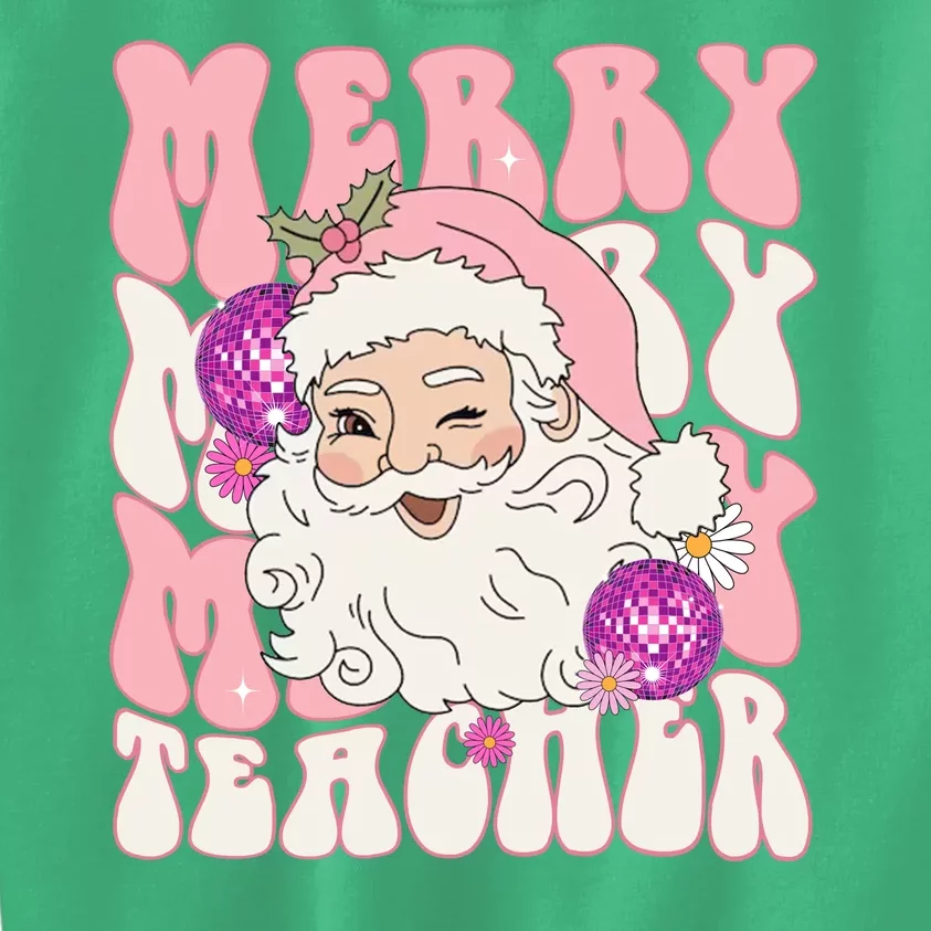 Merry Christmas Cute Teacher Disco Santa Kids Sweatshirt