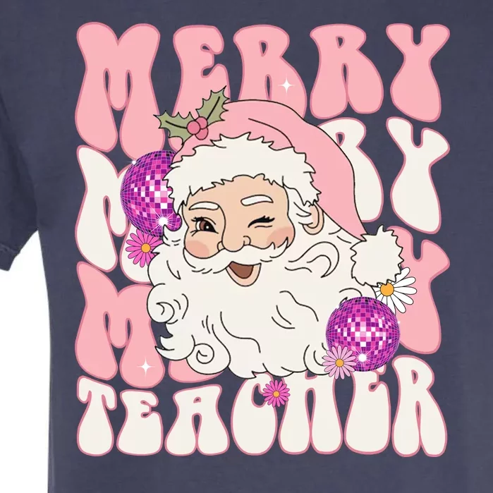 Merry Christmas Cute Teacher Disco Santa Garment-Dyed Heavyweight T-Shirt