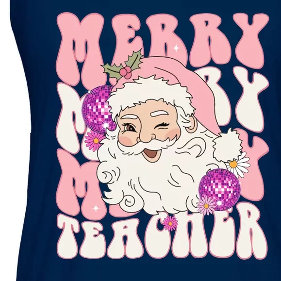 Merry Christmas Cute Teacher Disco Santa Ladies Essential Flowy Tank