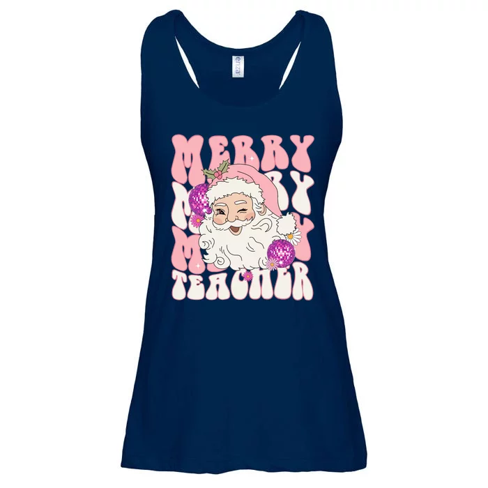 Merry Christmas Cute Teacher Disco Santa Ladies Essential Flowy Tank