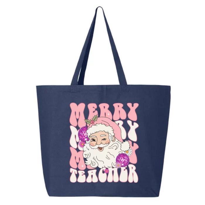 Merry Christmas Cute Teacher Disco Santa 25L Jumbo Tote