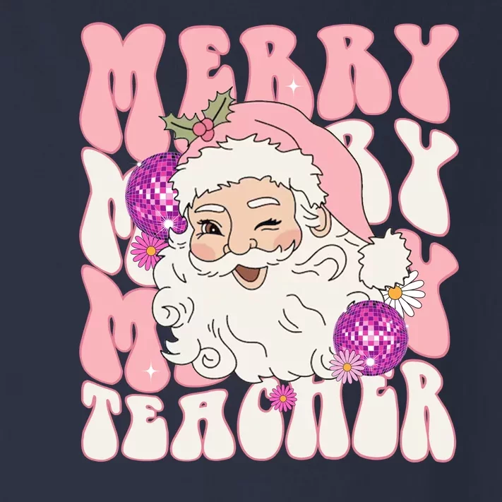 Merry Christmas Cute Teacher Disco Santa Toddler Long Sleeve Shirt