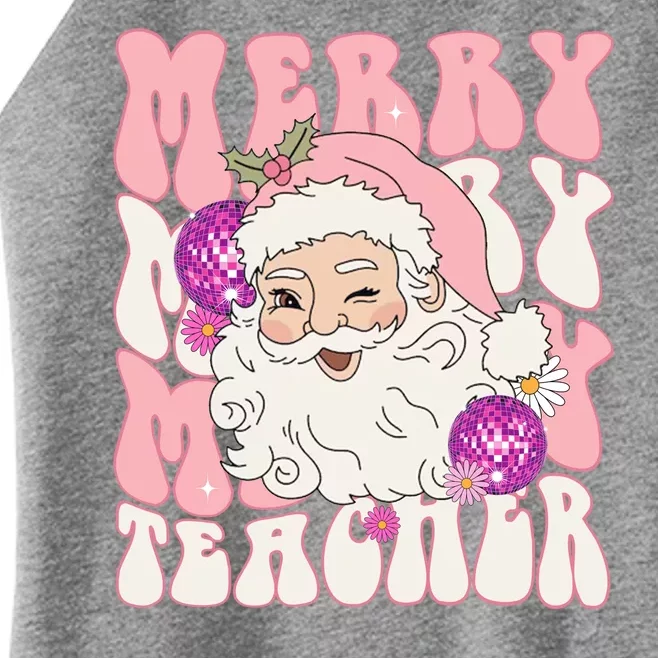 Merry Christmas Cute Teacher Disco Santa Women’s Perfect Tri Rocker Tank