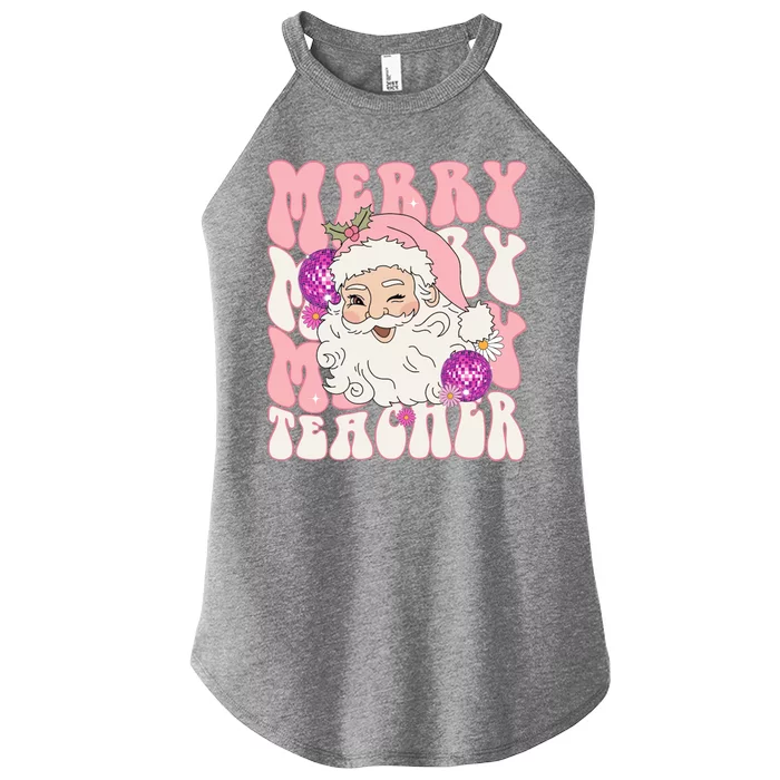 Merry Christmas Cute Teacher Disco Santa Women’s Perfect Tri Rocker Tank