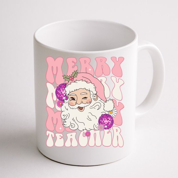 Merry Christmas Cute Teacher Disco Santa Front & Back Coffee Mug