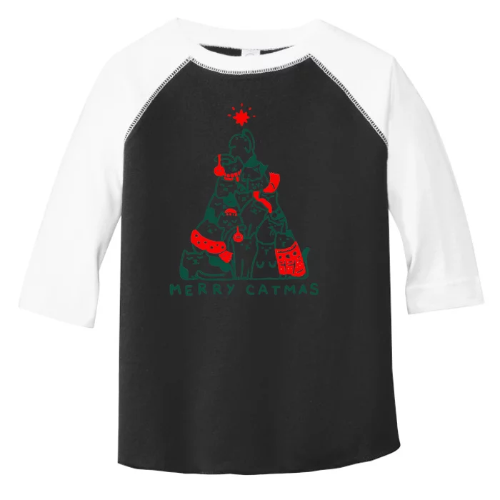 Merry Catmas Cat Christmas Tree Xmas Decorations Toddler Fine Jersey T-Shirt