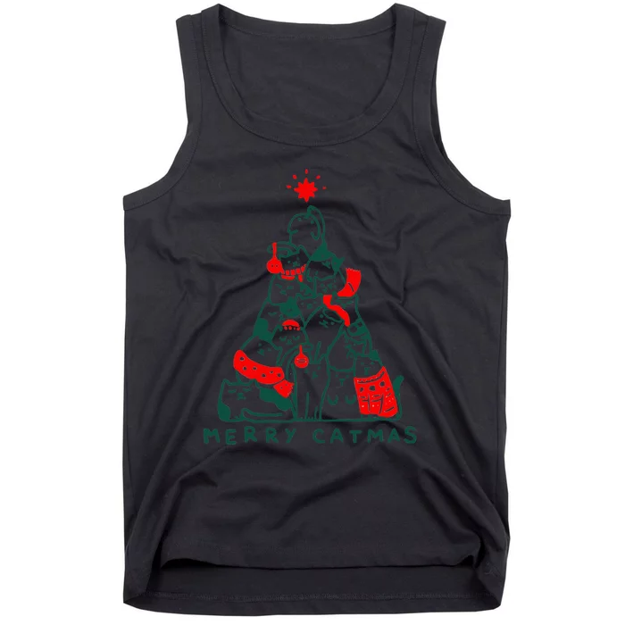 Merry Catmas Cat Christmas Tree Xmas Decorations Tank Top