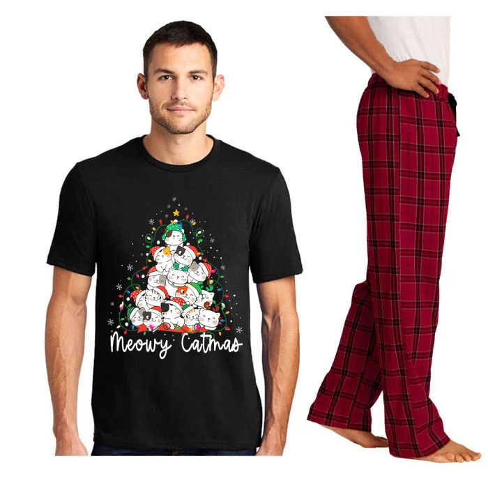 Meowy Catmas Cat Christmas Tree Xmas Funny Santa Pajama Set