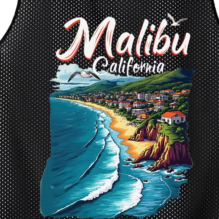 Malibu California Coastal Scenic Beach Mesh Reversible Basketball Jersey Tank