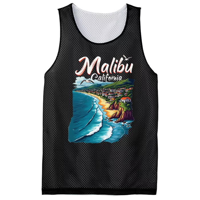 Malibu California Coastal Scenic Beach Mesh Reversible Basketball Jersey Tank