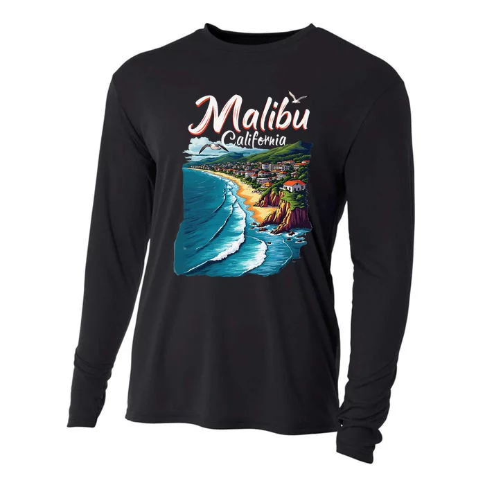 Malibu California Coastal Scenic Beach Cooling Performance Long Sleeve Crew