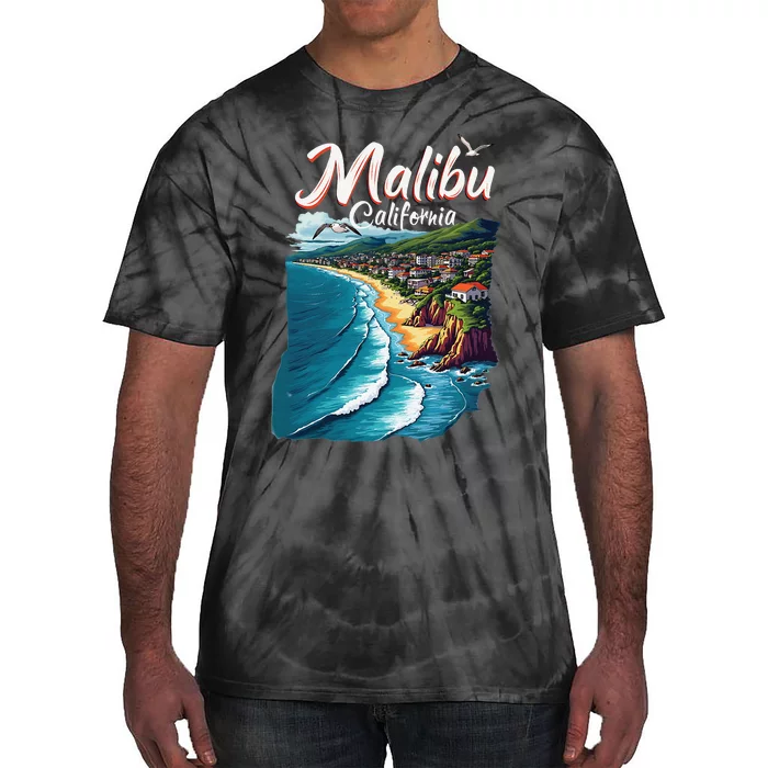 Malibu California Coastal Scenic Beach Tie-Dye T-Shirt