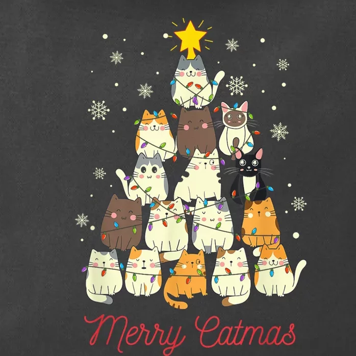 Merry Catmas Cat Christmas Tree Cat Lover Zip Tote Bag