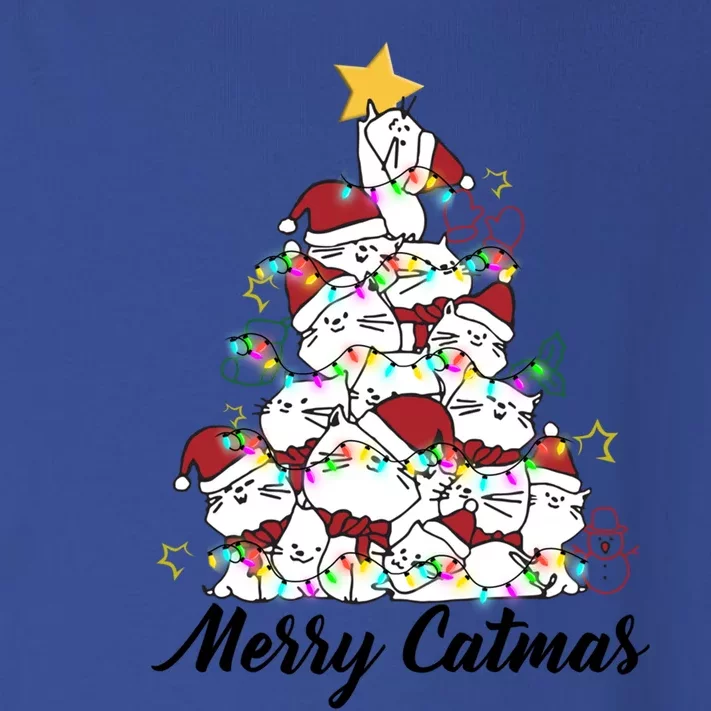 Merry Catmas Cat Christmas Tree Cat Hat Santa Claus Funny Gift Toddler Long Sleeve Shirt