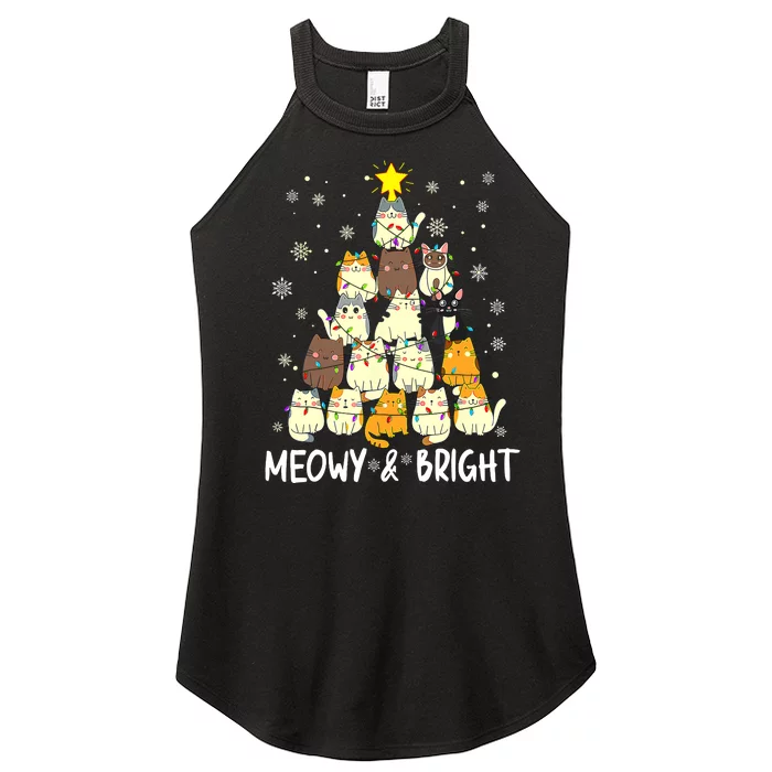 Meowy Catmas Cat Christmas Tree Xmas Funny Santa Women’s Perfect Tri Rocker Tank